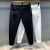 Jeans pour hommes Harajuku mode été élégant luxe Style coréen pour hommes noir blanc à la mode et décontracté Streetwear Cowboy pantalon