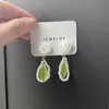 Stud Korean Elegant Vintage Earrings for Women Green Opal Pearl Resin Flower Drop Jewelry Gifts Party Wedding 230710