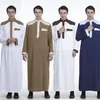 Vêtements ethniques hommes musulmans saoudien arabe Pakistan Hijab longue robe Eid Turquie Kimono Jubba Thobe Kaftan Islam Abaya Costumes 4 couleurs T2718