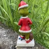 Divertido jardín verde Santa Claus comiendo gnomos figura estatua decoración creativa resina comiendo gnomos Navidad jardín decoración regalo L230620