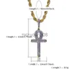 Pendentif Colliers Hip Hop Égyptien Ankh Clé Croix Pendentif Collier Glacé Or Argent Couleur Plaqué Micro Pavé Zircon Pendentif Collier x0711