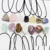 Pendant Necklaces Natural Crystal Rough Stone Irregar Ore Energy Healing Gemstone Amazonite Rose Quartz Amethyst Necklace Charms Wom Dhs1A
