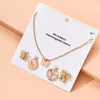 Pendant Necklaces Creative Metal Crystal Butterfly For Women 5 Pendants Charms Set Chain Necklace Elegant Jewelry Gifts