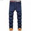 Heren Jeans Winter 2022 Nieuwe Heren Warme Slim Fit Jeans Business Mode Dikke Denim Broek Wollen Elastische Merk Broek Grote Maat 30-40 Z230713