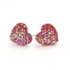 Stud Fashion Heart 12Mm Resin Druzy Drusy Earrings Stainless Steel Handmade For Women Jewelry Drop Delivery Dhgw3