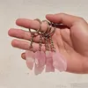 Sleutelhangers Natuurlijke Erts Ketting Ring Gem Quartz Citrien Amethist Irregar Steen Sleutelhanger Keychian Diy Sieraden Maken Accessorie Drop Delive Dhsko