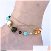 الكون في Anklets Galaxy الكواكب الثمانية في Solar System Guardian Star Natural Stone Beads للنساء Jewlry Drop Dropress Jewelry DH3NZ