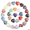 Kamień 20X10Mm Love Hearts naturalny kryształ ozdoby rzemieślnicze Rose Quartz Healing Crystals Energy Reiki Gem Living Room Decoration Drop Dh9Qw