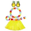 Decorative Flowers Hawaiian Grass Skirt Ladies Dress Up Novelty Necklace For Party Favors Kids Girls Women Dance Performance Tropical