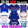 1998 Rétro France Jersey Zidane 10 Henry 12 Chemises de football Vêtements de football de qualité supérieure Français 2004 Maillots de football Chemise Trezeguet Away Finals 2006 Blanc