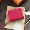 Kleine portemonnee Designer Woman Wallets Card Holder Hoge kwaliteit Lederen reliëfmunt Portemuleert vrouwen Pink Wallet Fashion Classic Bruine Flower Wallets met originele doos