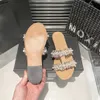 Luxus-Designer-Schuhe im europäischen Stil, Hausschuhe mit Perlenmuster, berühmte Marke, Slipper mit flachem Absatz, 2023, Plateau-Sandalen, Mule-Flip-Flops mit Gummisohle, lässige Schuhe