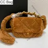 CC Bag Luxuriöse Designer-Quadrattaschen mit Damenklappe, weiche, flauschige Plüsch-Lammwolle-Handtasche mit Rautensteppung, goldfarbene Metallteile, große Kapazität, mehrere Beutel-Geldbörsen, Sacoche