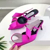 Zapatillas sexis de tacón de gatito con diamantes de imitación para mujer, sandalias de gladiador con correa en el tobillo y punta estrecha, zapatos de fiesta de tacón alto para verano para mujer