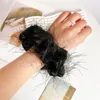 Fashion Feather Chiffon Scrunchie Korea Gauze Tassel Hair Scrunchies Women Elastic Hair Bands Headwear Ponytail Holder Hair Rope