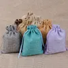 Sacchetti per imballaggio 100 PZ sacchetto di lino sacchetto di tela con coulisse sacchetto regalo confezione di gioielli caramelle nuziali sacchetto di immagazzinaggio per feste di Natale personalizzabile 230710
