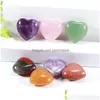 Kamień 20X10Mm Love Hearts naturalny kryształ ozdoby rzemieślnicze Rose Quartz Healing Crystals Energy Reiki Gem Living Room Decoration Drop Dh9Qw