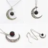 Pendant Necklaces Fashion 14Mm Lava Stone Moon Necklace Volcanic Rock Aromatherapy Essential Oil Diffuser For Women Jewelry Drop Del Dhcu8