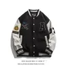 Hommes Vestes Printemps Automne Surdimensionné Lâche Veste De Baseball À Manches En Cuir Femmes Manteau Hommes Varsity Bomber Unisexe Couple Chic Rue Dhygk