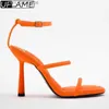 Kleidschuhe UFLAME Damen Orange High Heels Schlanke High Heels Frühling Zurück Sandalen 2023 Sommer High Heel Party Luxus Damen Sandalen Z230711