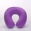 Pillow Travel Office Headrest Ushaped Inflatable Short Plush Cover PVC Support Cushion Neck 9 Colors 230711