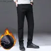 Men's Jeans Winter Men's Plus Wool Warm Jeans Business Casual Relaxed Straight Elastic Denim Trousers Brand Men's Fit Pants Z230711