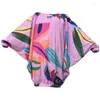 Fritidsklänningar Slash Neck Print Batwing Sleeve Mini Klänning Dam Off Shoulder Lös Långärmad Flower Bud Kjol Streetwear