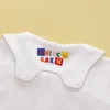 Camicie per bambini Miki Abbigliamento per bambini Estate Cartone animato Orso Coniglio Lettera Camicia intima a maniche corte con colletto blu scuro ricamato 230711