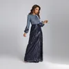 Fritidsklänningar 2023 Mode paljetter Enfärgad rund hals Elegant lång klänning Robe Femme Maxi Vestidos Elegantes Para Mujer