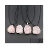 Pendant Necklaces Natural Crystal Rough Stone Irregar Ore Energy Healing Gemstone Amazonite Rose Quartz Amethyst Necklace Charms Wom Dhs1A