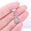 Piercing de botão de sino de umbigo para mulheres Colorf Sier Color Zircon Crystal Flower Aço cirúrgico Summer Beach Fashion Body Drop D Dh8Th