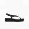 Sandalen LMCAVASUN Flip-Flop-Sandalen Frühling Damenschuhe schwarz Wasserdichter Tisch Dicker Boden Flache Sandale aus Rindsleder 230711