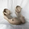 Veowalk Vintage Women Sandals Casual Linen Canvas Wedge Sandials Summer Ankle Strap 6cm Med Heel Platform Pump Espadrilles Shoes L230704