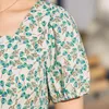 Women's Blouses Women Blouse 2023 Summer 6XL Oversized Korean Version Square Neck Fresh Large Top Fat Sister Flower Bubble Sleeve Shirt