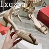 Scarpe eleganti 2023 Runway Décolleté con fibbia quadrata Donna Summer Slingback Sandali con tacco alto poco profondi Banchetto formale sexy Colore della miscela Mujer