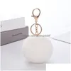 Portachiavi Fluffy Pom Chain 8Cm Soft Faux Rex Rabbit Fur Ball Portachiavi per auto Pompon Holder Ring Women Bag Pendant Jewelry Drop Delivery Dhqbn