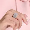 مع الحجارة الجانبية S925 Sterling Silver D Color 5 Row Flower Flower RING HAND GUID JELLERRY للنساء بالجملة 230710