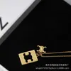 CE Separated Arc De Triomphe Classic Fashionable Square Plate Plating 3D Hollow Necklace Sweater Bone Chain