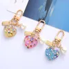 Creative Love Heart Shape Keychain Colorful Glitter Sequin Heart Peart Pendant Keyring Phone Bag Car Key Ornaments Accessories