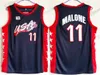 1996 Retro basketbalshirts 15 Olajuwon 4 Barkley 5 Hill 11 Malone 8 Pippen 6 Hardaway Stitched Jersey Heren XS-2XL