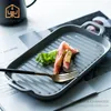 Plates Ceramic Cake Baking Pan Bread Tray Tableware Dual Handle Rectangular Dish Japanese-Style Matte