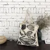 Sacs de soirée 2023 réutilisable Embroid grandes feuilles toile sac fourre-tout femmes grande capacité Shopping noir blanc sac à main décontracté épaule