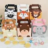 Wrap Prezent 5PCS Jungle Animal Temat Party Favor Cake Box Zoo Boxy Dzieci urodziny Baby Shower Candy Desser Pakowanie