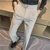 Men's Pants Men's boutique ultra-thin suit Men's formal clothing suitable for men's twill folding business casual suit pants 36 Z230712