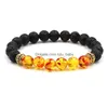 Bracelets De Charme Mode Naturel Croix Perles De Pierre De Lave Noire Bracelet Élastique Diffuseur D'huile Essentielle Roche Volcanique Perlé Goutte Deliv Dhceu