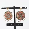 Dangle Earrings !!Summer Shinny Metal African Pattern Flower Stud Wooden Can Mixed Colors