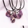 Anhänger Halsketten Natürliche Amethyst Fluorit Kristall Halskette Energie Stein Heilung Meditation Yoga Geschenk Großhandel Drop Lieferung Juwel Dhxvt