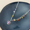 Pendentif colliers mode coloré strass amour coeur eau naturelle riz perle couture pour les femmes bijoux de mariage cadeau