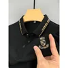 Herren-T-Shirts, luxuriöses, merzerisiertes Baumwoll-Kurzarm-T-Shirt mit Polo-Ausschnitt, High-End-Shirt, loses 2023, besticktes Sommer-Top, M 4XL 230711