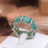 Cluster Rings 925 Stamp Haute définition Paraiba Zircon Jewelry Heavy Industry Incrusté Aquamarine Topaz Ring Women's Party Wedding